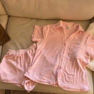NWOT Frankie Bikinis pink terry cloth set